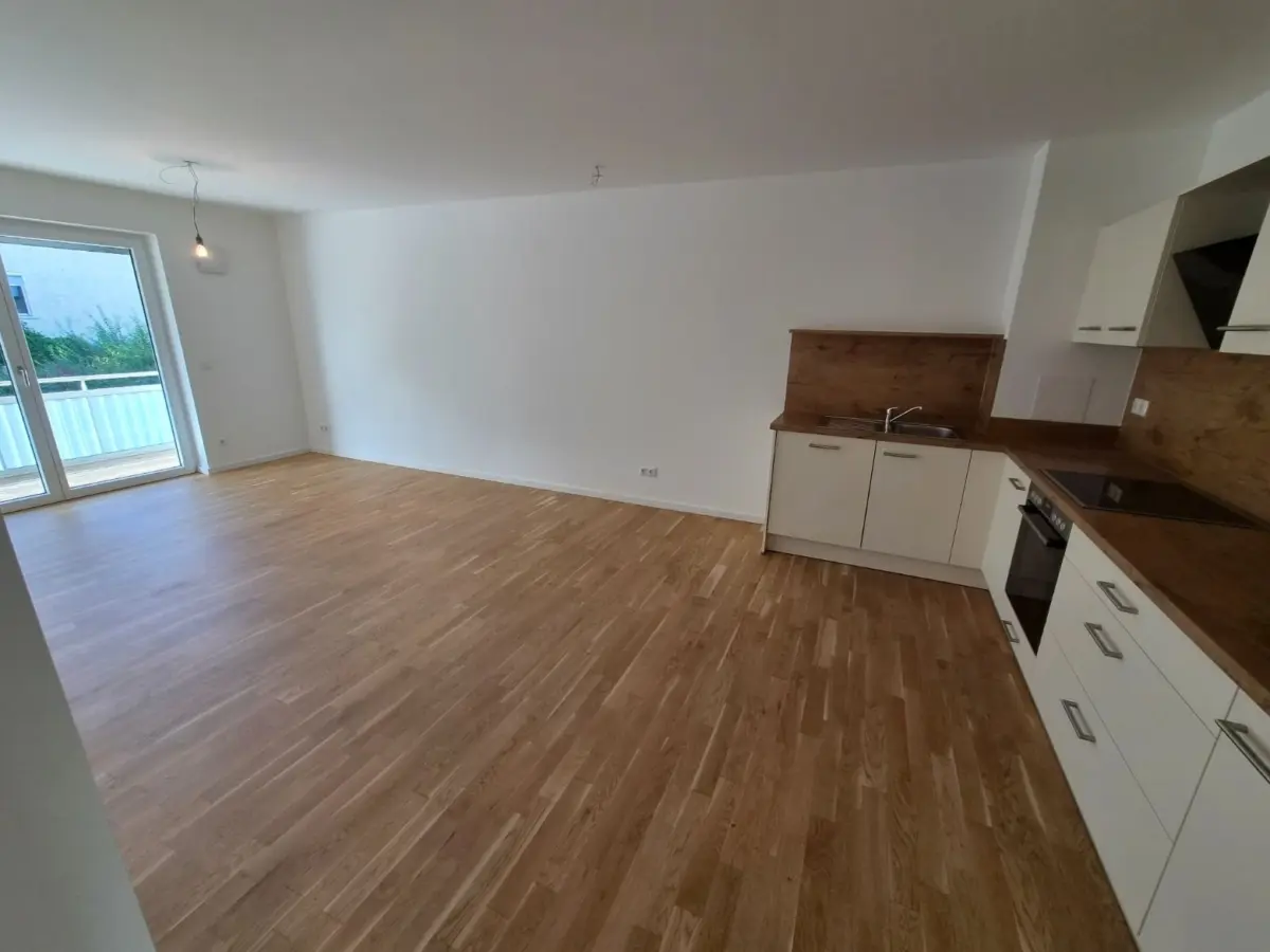 Wohnzimmer mit Einbauküche